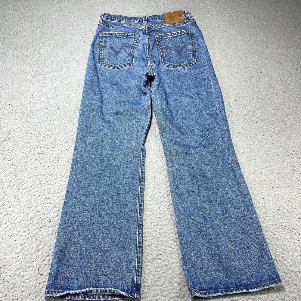 Levis Ribcage Crop Boot Jeans Womens 26 Blue Med Wash High Rise Stretch 26x26 - Picture 11 of 14